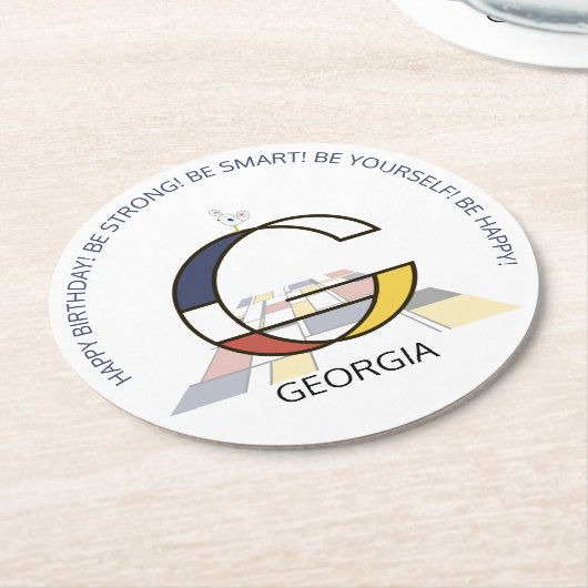 Neoplastizismus Art Cool Monogram. Buchstabe G Runder Pappuntersetzer (Angewinkelt)