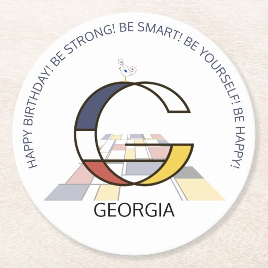 Neoplastizismus Art Cool Monogram. Buchstabe G Runder Pappuntersetzer (Vorderseite)