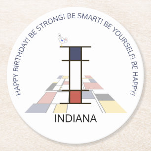 Neoplastizismus Art Cool Monogram. Buchstabe I Runder Pappuntersetzer