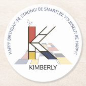 Neoplastizismus Art Cool Monogram. Buchstabe K Runder Pappuntersetzer (Vorderseite)