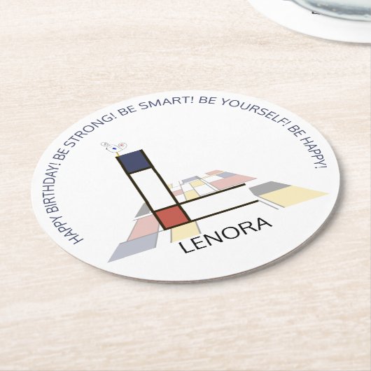 Neoplastizismus Art Cool Monogram. Buchstabe L Runder Pappuntersetzer (Angewinkelt)