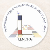 Neoplastizismus Art Cool Monogram. Buchstabe L Runder Pappuntersetzer (Vorderseite)