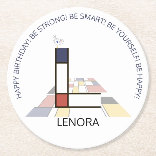 Neoplastizismus Art Cool Monogram. Buchstabe L Runder Pappuntersetzer (Vorderseite)