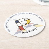 Neoplastizismus Art Cool Monogram. Buchstabe P Runder Pappuntersetzer (Angewinkelt)