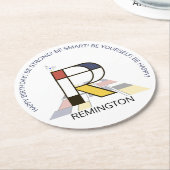 Neoplastizismus Art Cool Monogram. Buchstabe R Runder Pappuntersetzer (Angewinkelt)