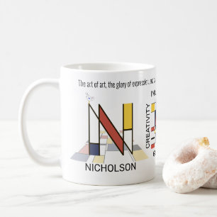 Neoplastizismus Kunst Stilvolles Monogramm. Buchst Kaffeetasse