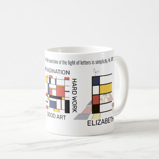 Neoplastizismus Kunst Stilvolles Monogramm. Buchst Kaffeetasse (VorderseiteRechts)