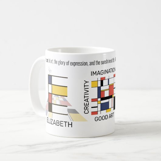Neoplastizismus Kunst Stilvolles Monogramm. Buchst Kaffeetasse (Vorderseite Links)