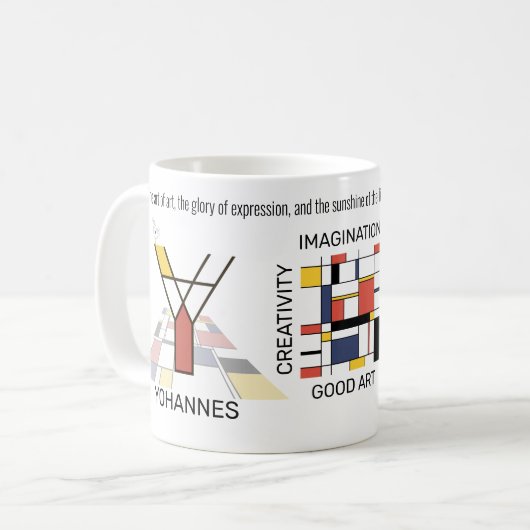 Neoplastizismus Kunst Stilvolles Monogramm. Buchst Kaffeetasse (Vorderseite Links)