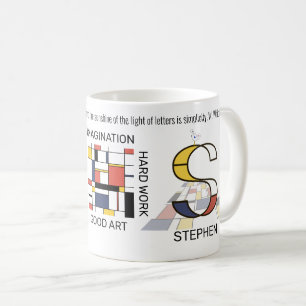 Neoplastizismus Kunst Stilvolles Monogramm. Buchst Kaffeetasse