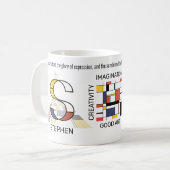 Neoplastizismus Kunst Stilvolles Monogramm. Buchst Kaffeetasse (Vorderseite Links)