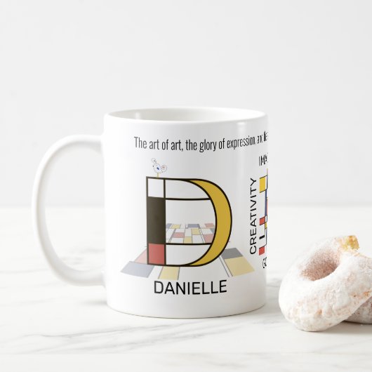 Neoplastizismus Kunst Stilvolles Monogramm. Buchst Kaffeetasse (Mit Donut)