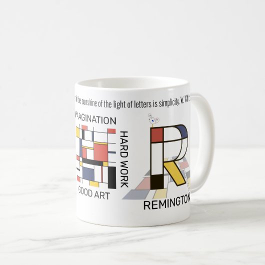 Neoplastizismus Kunst Stilvolles Monogramm. Buchst Kaffeetasse (VorderseiteRechts)