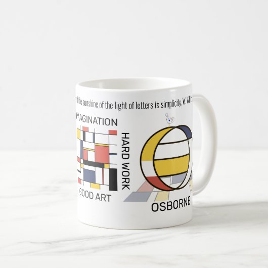 Neoplastizismus Kunst Stilvolles Monogramm. Buchst Kaffeetasse (VorderseiteRechts)