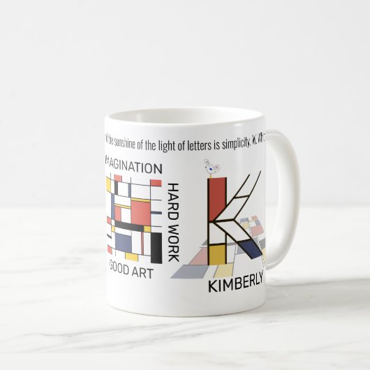 Neoplastizismus Kunst Stilvolles Monogramm. Buchst Kaffeetasse (VorderseiteRechts)