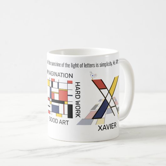 Neoplastizismus Kunst Stilvolles Monogramm. Buchst Kaffeetasse (VorderseiteRechts)