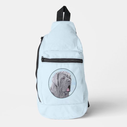 Neopolitan Mastiff Gemälde Grau Original Dog Art Crossbody Bag (Vorderseite)