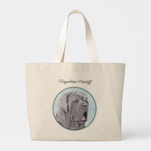Neopolitan Mastiff Gemälde Grau Original Dog Art Jumbo Stoffbeutel