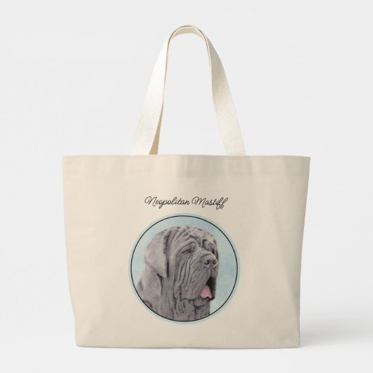 Neopolitan Mastiff Gemälde Grau Original Dog Art Jumbo Stoffbeutel (Rückseite)