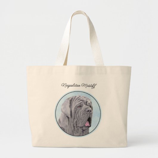 Neopolitan Mastiff Gemälde Grau Original Dog Art Jumbo Stoffbeutel (Vorne)
