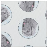 Neopolitan Mastiff Gemälde Grau Original Dog Art Stoff (Nahaufnahme)
