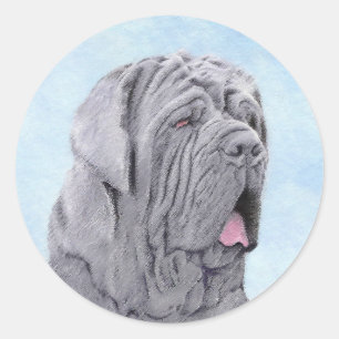 Neopolitan Mastiff Painting - Original Dog Art Runder Aufkleber