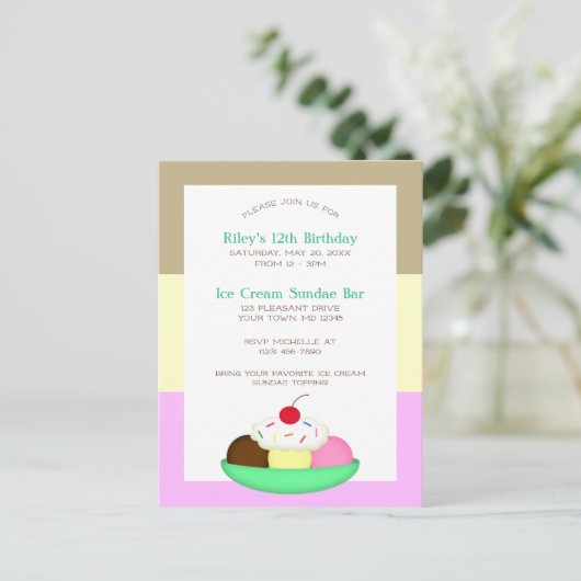 Neopolitan Strip Ice Postkarte (Stehend Vorderseite)