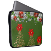 Neopren Christmas Laptop Sleeve 15 in, Poinsettia (Vorne Rechts)