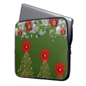 Neopren Christmas Laptop Sleeve 15 in, Poinsettia (Vorderseite Links)