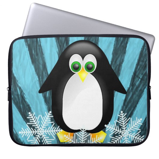 Neopren Christmas Laptop Sleeve 15 Zoll, Pinguin (Vorderseite)