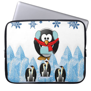 Neopren Christmas Laptop Sleeve 15 Zoll, Pinguin