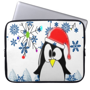 Neopren Christmas Laptop Sleeve 15 Zoll, Pinguin