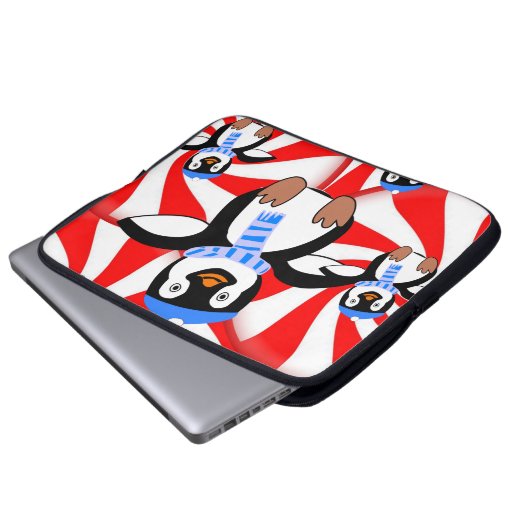 Neopren Christmas Laptop Sleeve 15 Zoll, Pinguin (Vorne Knopf)