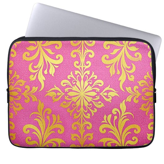 Neopren Gold Glitzer Pink Notebook-Case Laptopschutzhülle (Vorderseite)