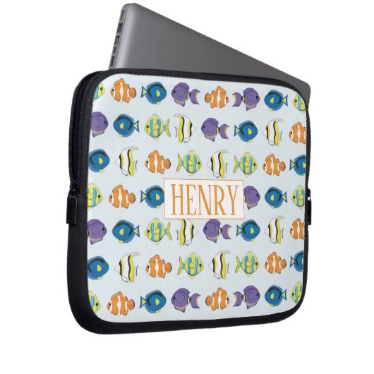 Neopren-Laptop-Sieb 10 in tropischem Fischmuster Laptopschutzhülle (Vorne Rechts)