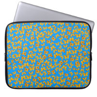Neopren Laptop-Sieb, goldene Schmetterlinge auf bl