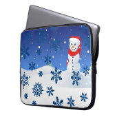 Neopren Weihnachten Laptop-Sieb 15 Zoll, Schneeman Laptopschutzhülle (Vorderseite Links)