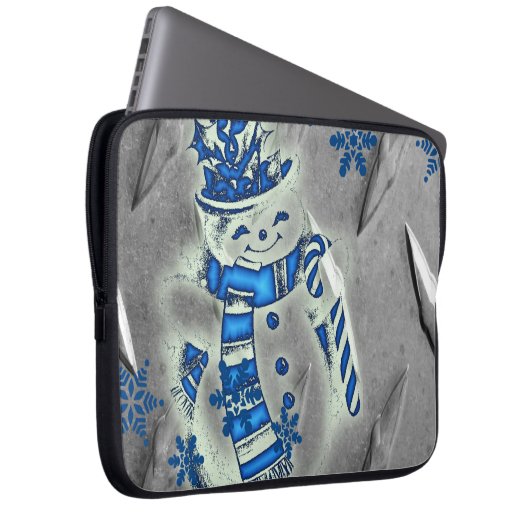 Neopren Weihnachten Laptop-Sieb 15 Zoll, Schneeman Laptopschutzhülle (Vorne Rechts)
