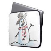 Neopren Weihnachten Laptop-Sieb 15 Zoll, Schneeman Laptopschutzhülle (Vorderseite Links)