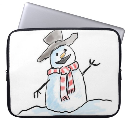 Neopren Weihnachten Laptop-Sieb 15 Zoll, Schneeman Laptopschutzhülle (Vorderseite)