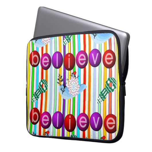 Neopren Weihnachtsschläfchen 15 in, glauben Laptopschutzhülle (Vorderseite Links)