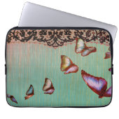 NEOPRENE LAPTOP SLEEVE STRIPES GREEN BUTTERFLIS (Vorderseite)
