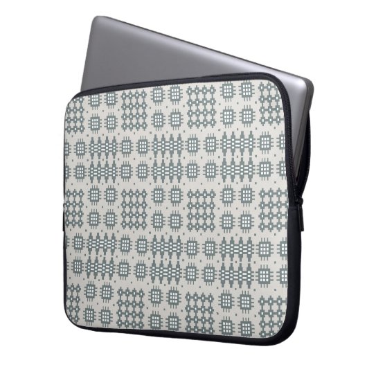 Neoprene Laptop Sleeve Welsh Tapestry Pattern Grey (Vorderseite Links)