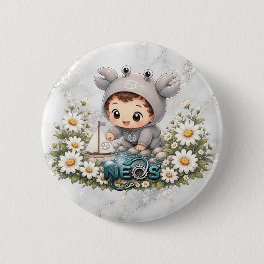 Neos Kawaii Sternzeichen Krebs Button (Vorderseite)