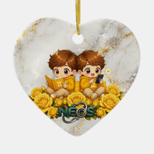 Neos Kawaii Zwillinge Keramik Ornament