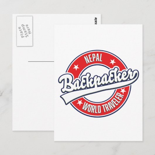 Nepal Backpacker World Traveller Retro Logo Postkarte (Vorne/Hinten)