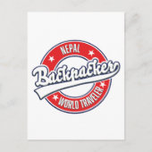 Nepal Backpacker World Traveller Retro Logo Postkarte (Vorderseite)