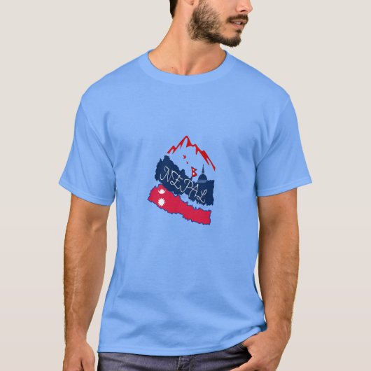 Nepal-Bergflagge T-Shirt (Vorderseite)