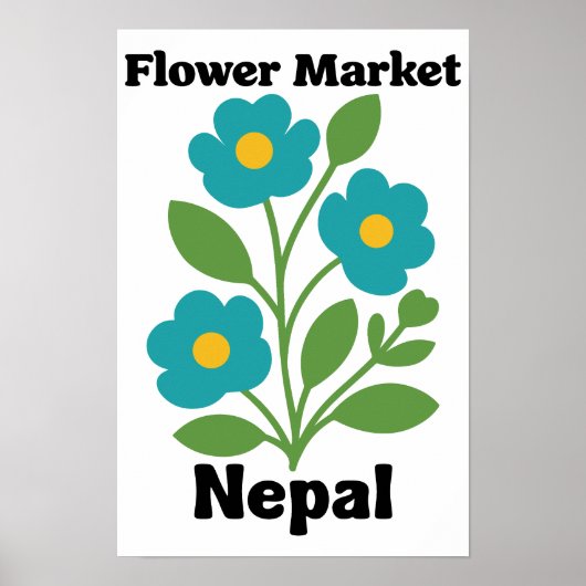 Nepal Blumenmarkt Teal Blüte & Grünes Blatt Poster (Vorne)