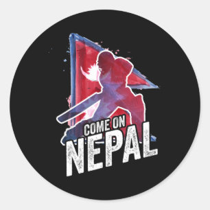 Nepal Cricket Trikot Nepali Flagge Unterstützer Cr Runder Aufkleber